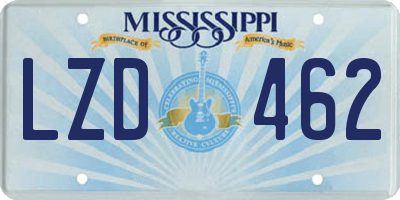 MS license plate LZD462