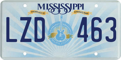 MS license plate LZD463