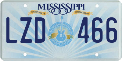 MS license plate LZD466