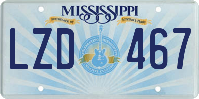 MS license plate LZD467
