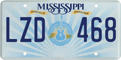 MS license plate LZD468