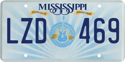 MS license plate LZD469