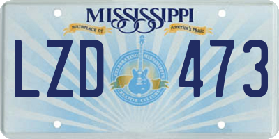 MS license plate LZD473