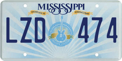 MS license plate LZD474