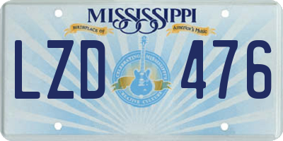MS license plate LZD476
