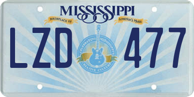 MS license plate LZD477