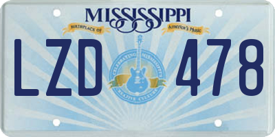 MS license plate LZD478
