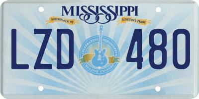 MS license plate LZD480