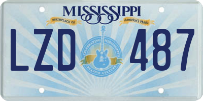 MS license plate LZD487