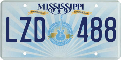 MS license plate LZD488