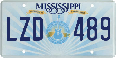 MS license plate LZD489
