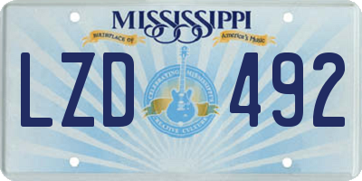 MS license plate LZD492