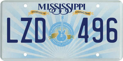 MS license plate LZD496