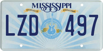 MS license plate LZD497