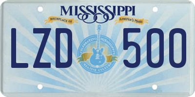 MS license plate LZD500
