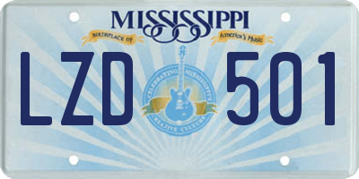 MS license plate LZD501