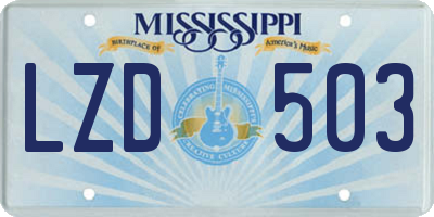 MS license plate LZD503