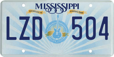 MS license plate LZD504