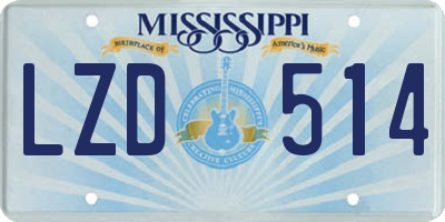 MS license plate LZD514