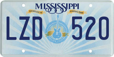 MS license plate LZD520