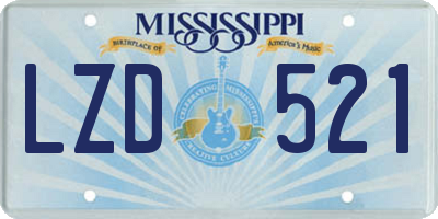 MS license plate LZD521