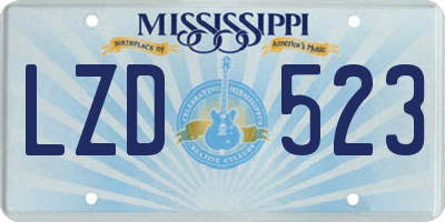 MS license plate LZD523