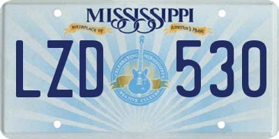 MS license plate LZD530