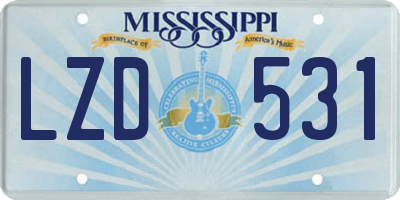 MS license plate LZD531