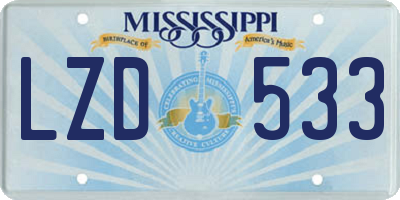 MS license plate LZD533