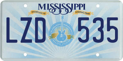 MS license plate LZD535