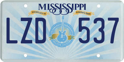MS license plate LZD537