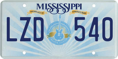 MS license plate LZD540