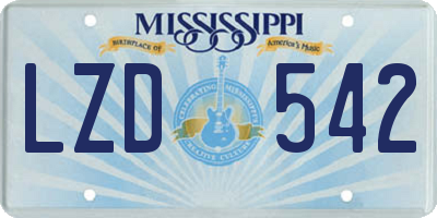 MS license plate LZD542