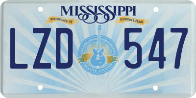 MS license plate LZD547