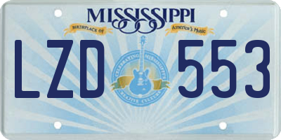 MS license plate LZD553