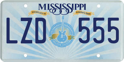 MS license plate LZD555
