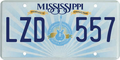 MS license plate LZD557