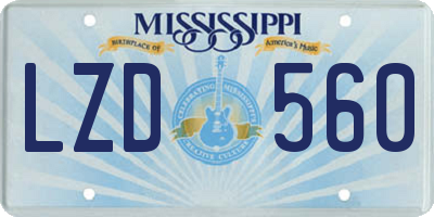 MS license plate LZD560