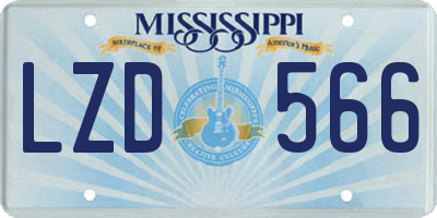 MS license plate LZD566