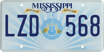 MS license plate LZD568