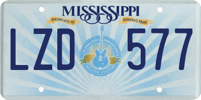 MS license plate LZD577