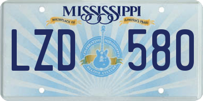 MS license plate LZD580