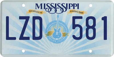 MS license plate LZD581