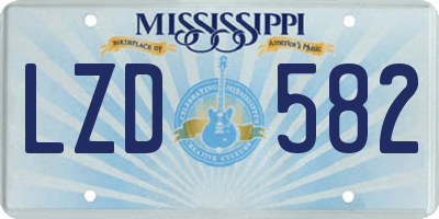 MS license plate LZD582