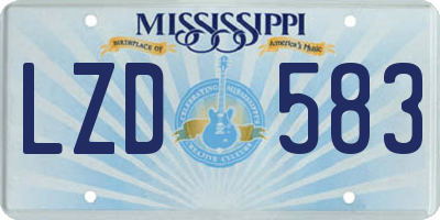 MS license plate LZD583