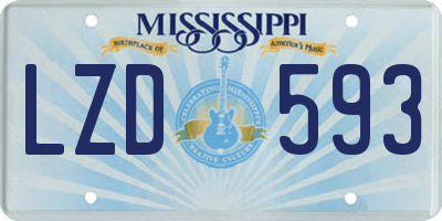 MS license plate LZD593