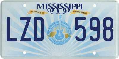 MS license plate LZD598