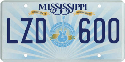 MS license plate LZD600