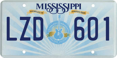 MS license plate LZD601