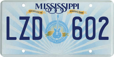 MS license plate LZD602